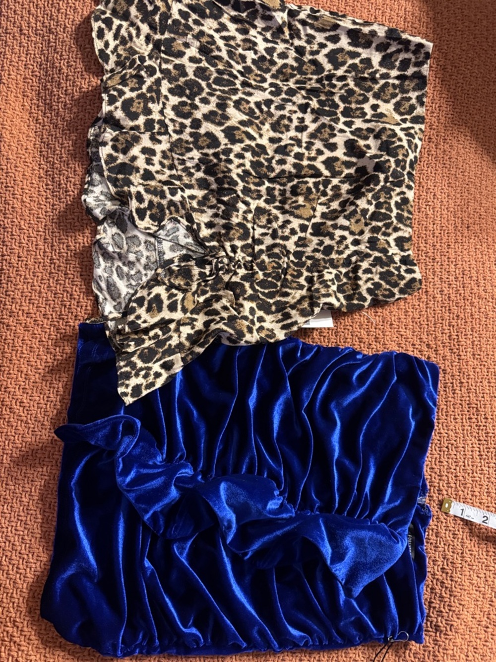 🦋🐆Forever 21 Leopard Print Mini Skirt & Royal Blue Velvet Mini Skirt
